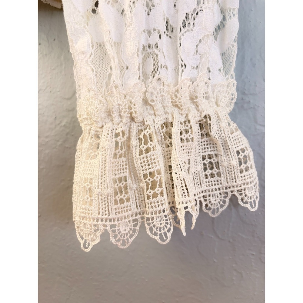 Broadway 38 Blouse Women's L White Lace Mock Neck Long Sleeve Sheer Victorian - Picture 5 of 7